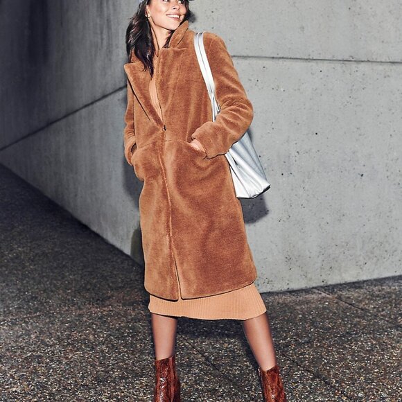 New Holly Long Teddy Coat โ Size Medium โ Tobacco Brown - Picture 10 of 12